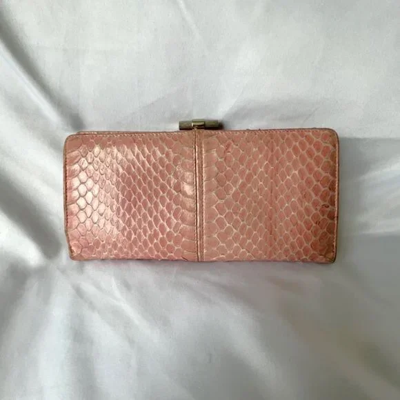 Christian Dior Authentic Pink Vintage Snakeskin Wallet - Picture 1 of 16
